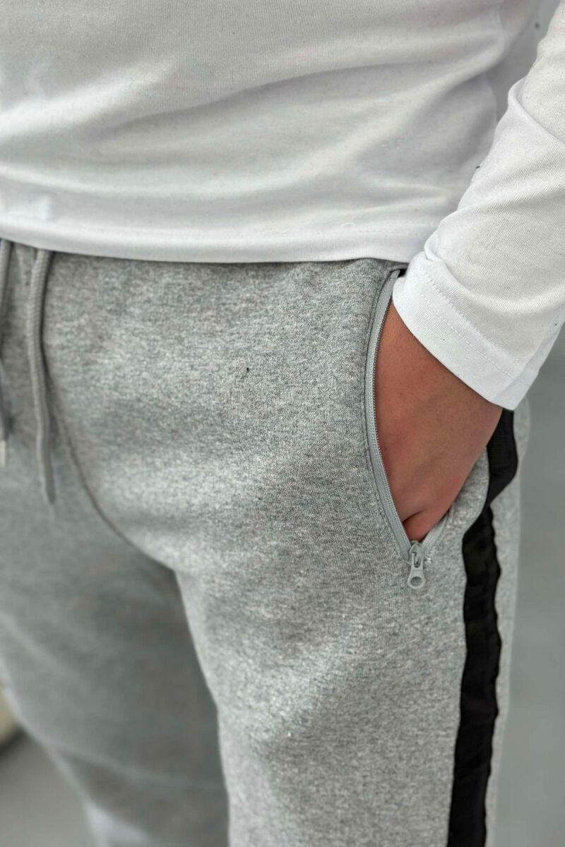 ONE COLOR STRIPED MEN SWEATPANTS GREY/GRI - 5