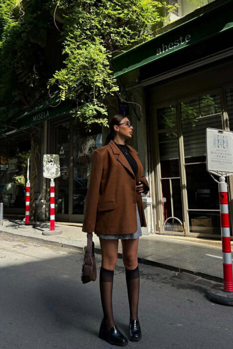 ONE COLOR SUEDE CLASSIC WOMEN JACKET BROWN/KAFE - 2