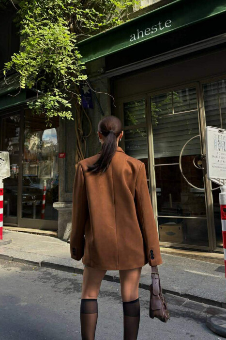 ONE COLOR SUEDE CLASSIC WOMEN JACKET BROWN/KAFE - 4