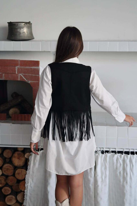 ONE COLOR SUEDE WOMEN VEST BLACK/ E ZEZE - 2