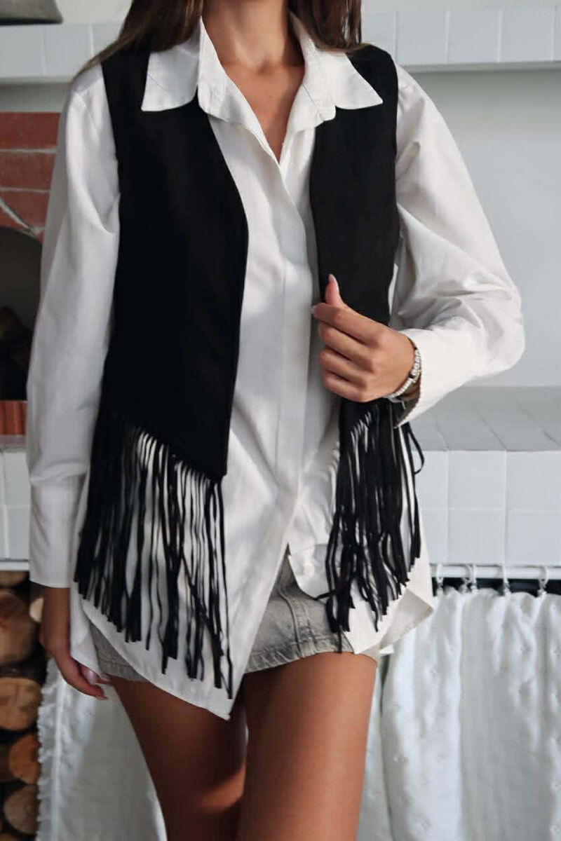 ONE COLOR SUEDE WOMEN VEST BLACK/ E ZEZE - 4