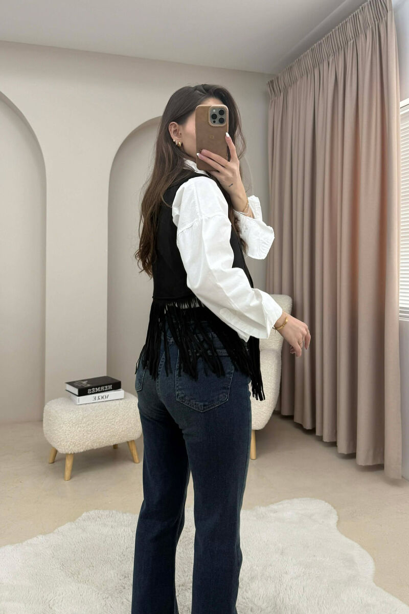 ONE COLOR SUEDE WOMEN VEST BLACK/ E ZEZE - 3