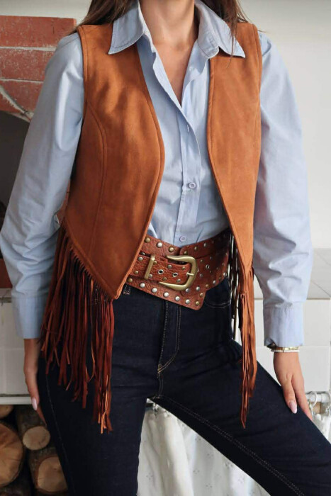 JELEK KAMOSH NJE NGJYRESH PER FEMRA NE NGJYRE KAFE - KLAUDIO FASHION