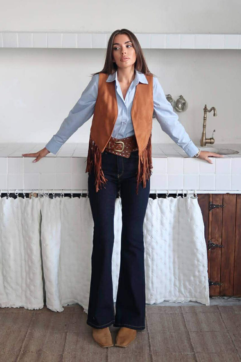 ONE COLOR SUEDE WOMEN VEST BROWN/KAFE - 6