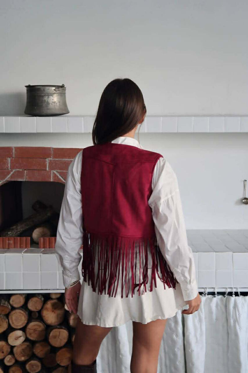 ONE COLOR SUEDE WOMEN VEST BURGUNDY/VISHNJE - 2