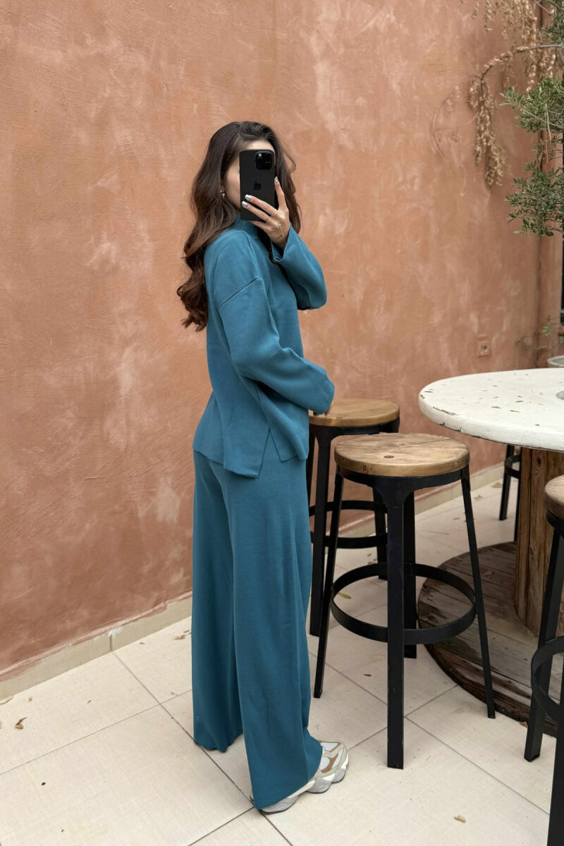 ONE COLOR SWEATER+TROUSERS KNIT WOMEN SET BLUE STONE/GK - 3