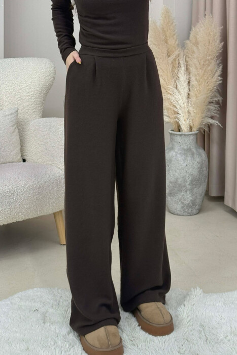 ONE COLOR SWEATSHIRT+ TROUSERS WOMEN SET BROWN/KAFE - 4