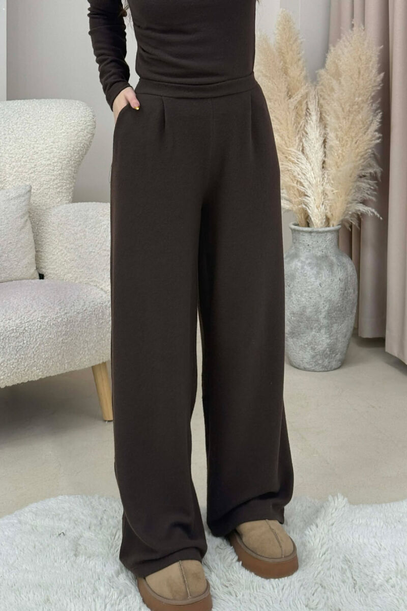 ONE COLOR SWEATSHIRT+ TROUSERS WOMEN SET BROWN/KAFE - 4