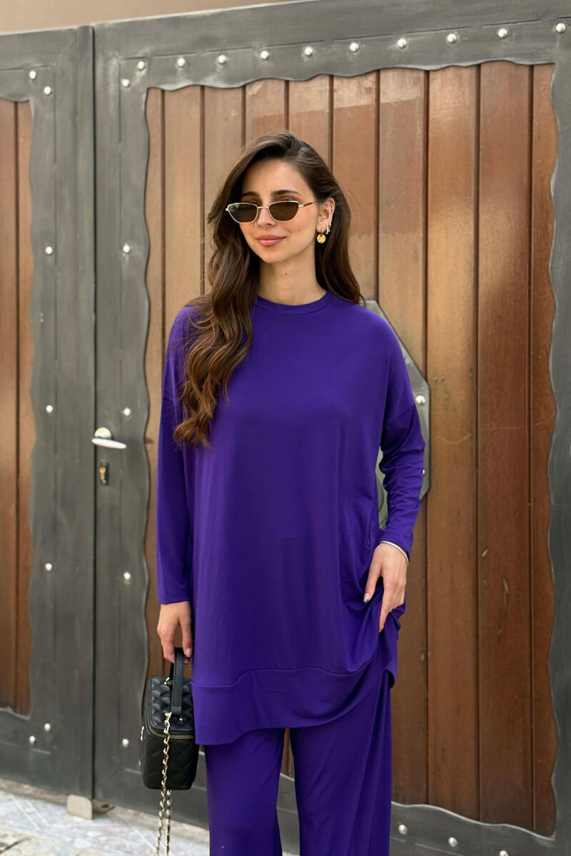 ONE COLOR SWEATSHIRT + TROUSERS WOOMAN SET PURPLE/LEJLA - 4