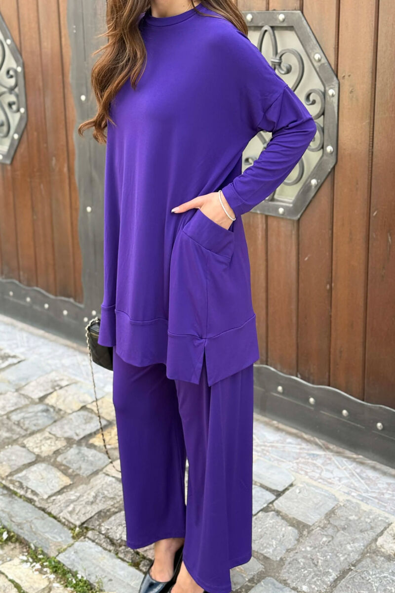ONE COLOR SWEATSHIRT + TROUSERS WOOMAN SET PURPLE/LEJLA - 5