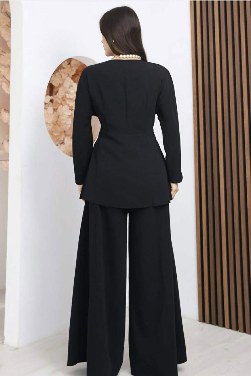 ONE COLOR SWEATSHIRT + WIDE LEG TROUSERS WOMAN SET BLACK/ E ZEZE - 4