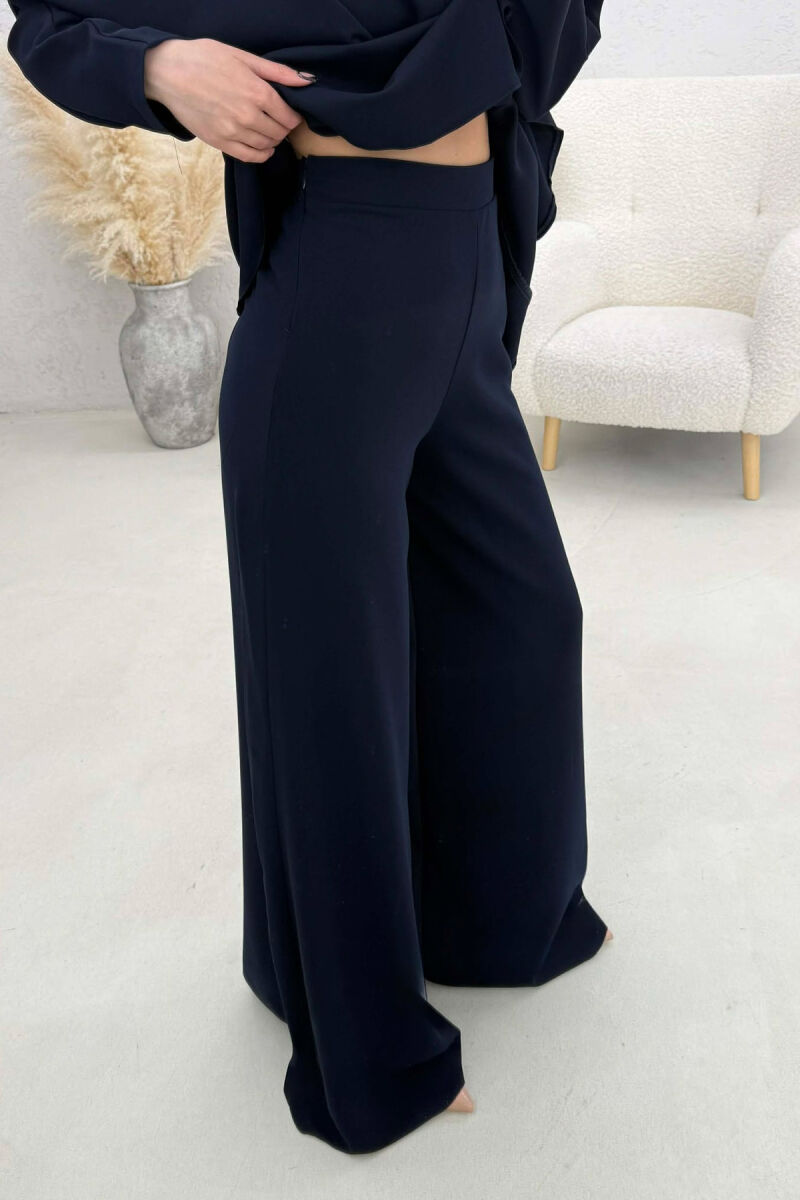 ONE COLOR SWEATSHIRT + WIDE LEG TROUSERS WOMAN SET BLUE/BLU - 4