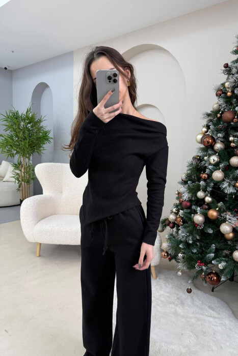 ONE COLOR SWEATSHIRT+TROUSERS WOMEN SET BLACK/ E ZEZE - 3