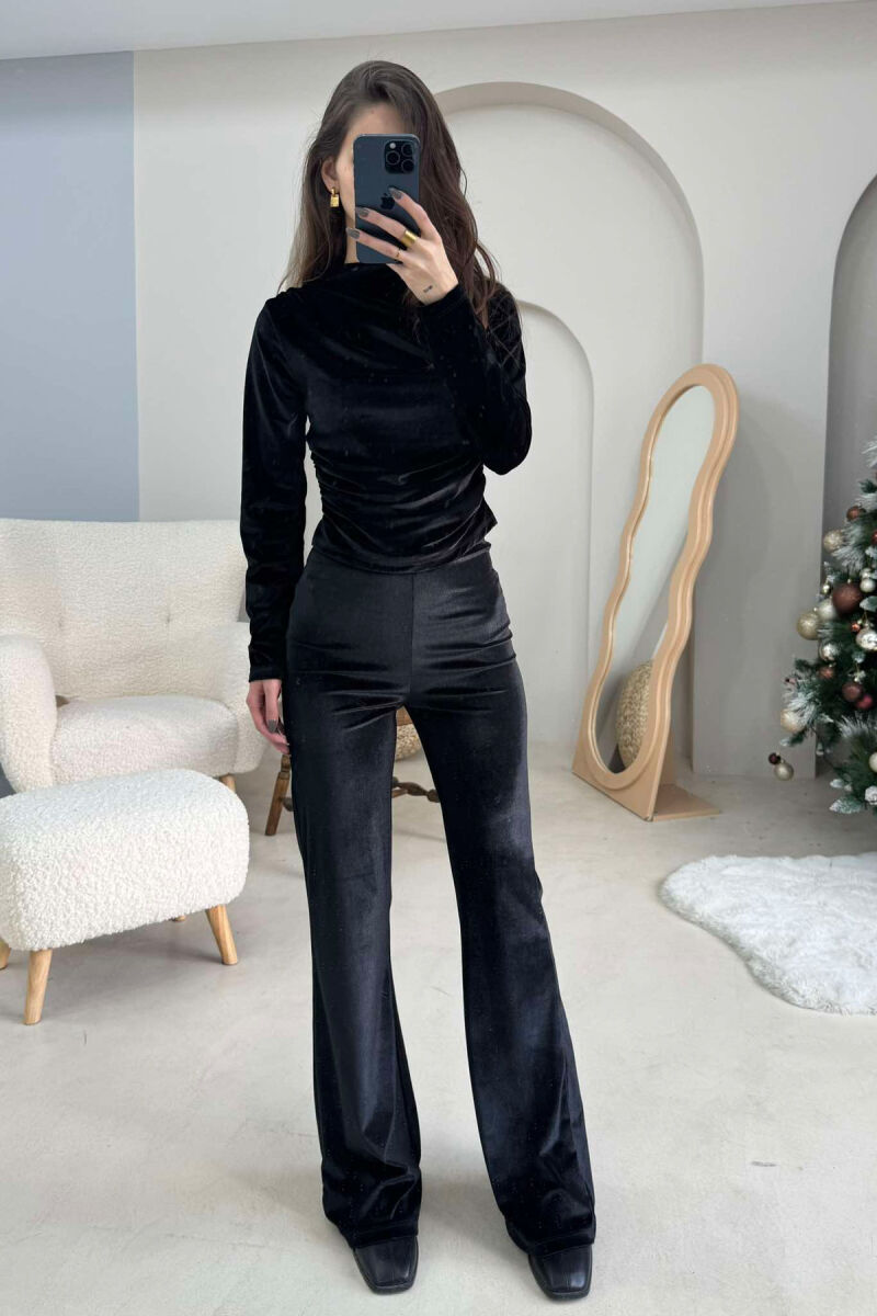 ONE COLOR SWEATSHIRT+TROUSERS WOMEN SET BLACK/ E ZEZE - 4