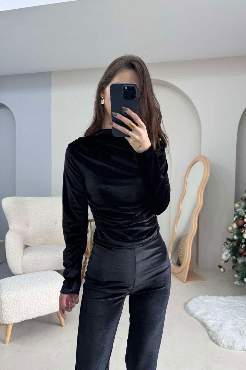 ONE COLOR SWEATSHIRT+TROUSERS WOMEN SET BLACK/ E ZEZE - 7