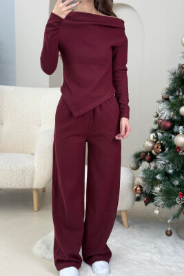 ONE COLOR SWEATSHIRT+TROUSERS WOMEN SET BURGUNDY/VISHNJE 