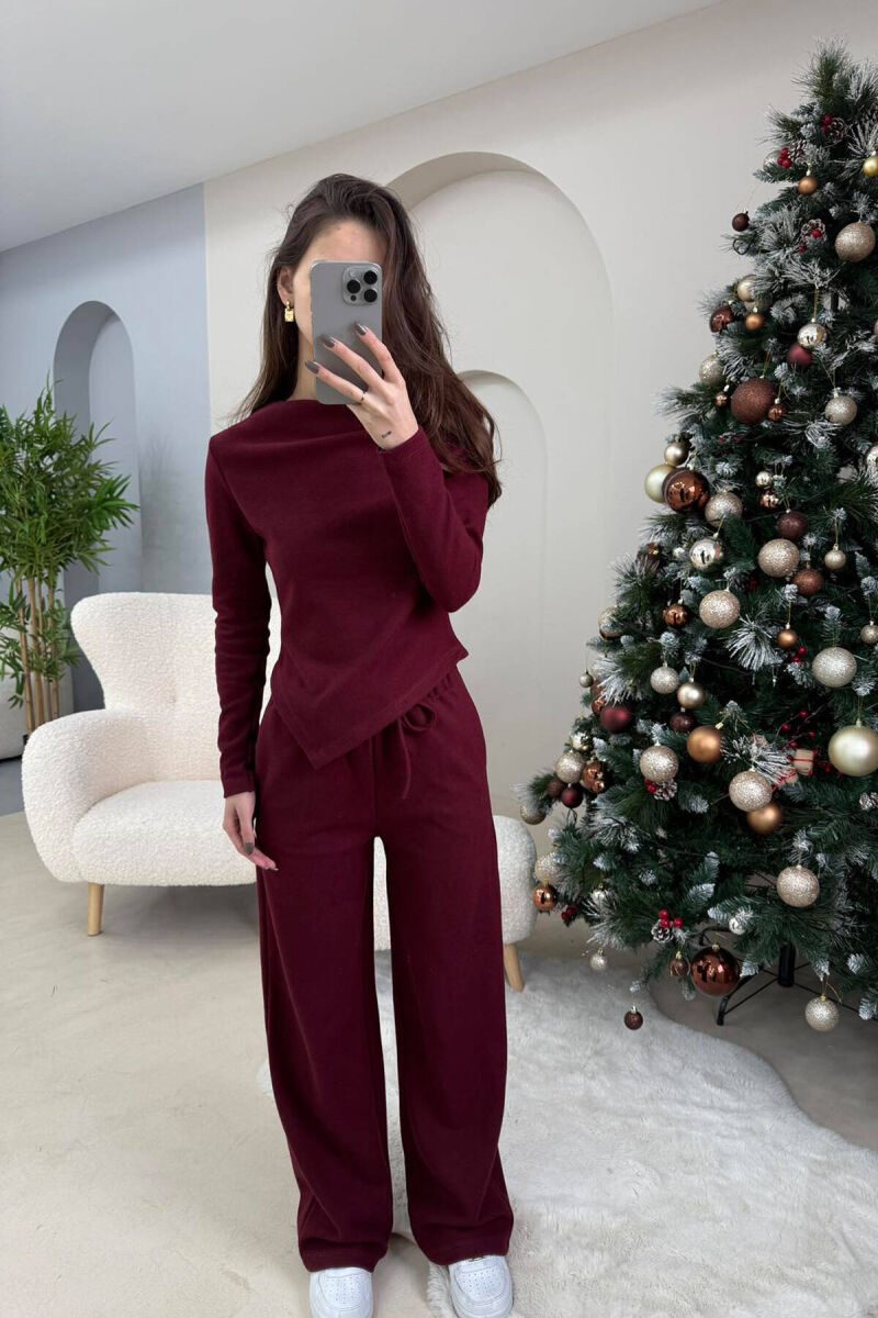 ONE COLOR SWEATSHIRT+TROUSERS WOMEN SET BURGUNDY/VISHNJE - 6