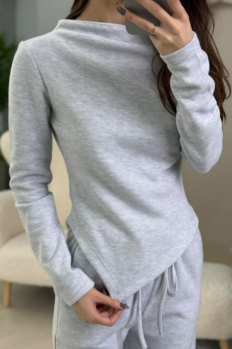 ONE COLOR SWEATSHIRT+TROUSERS WOMEN SET LIGHT GREY/GZ - 3