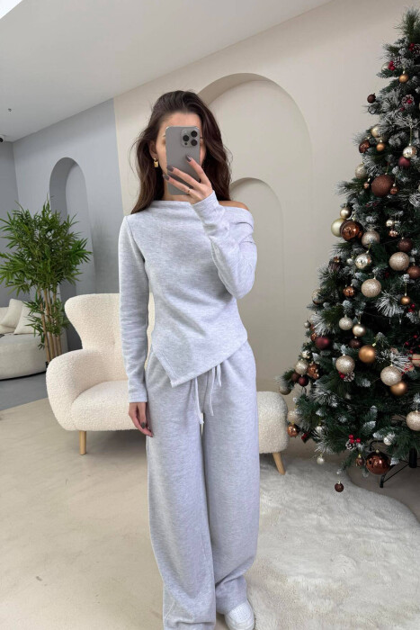 ONE COLOR SWEATSHIRT+TROUSERS WOMEN SET LIGHT GREY/GZ - 4