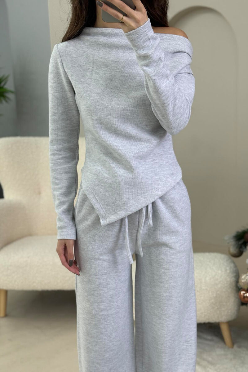 ONE COLOR SWEATSHIRT+TROUSERS WOMEN SET LIGHT GREY/GZ - 5