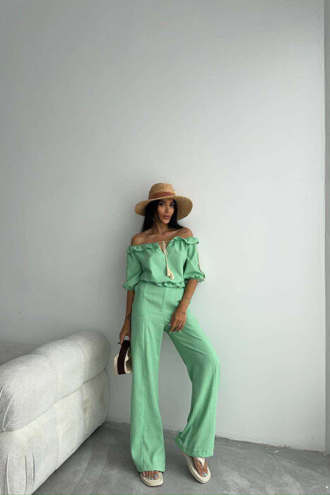 ONE COLOR SWEATSHIRT+TROUSERS WOMEN SET MINT/MENTE 