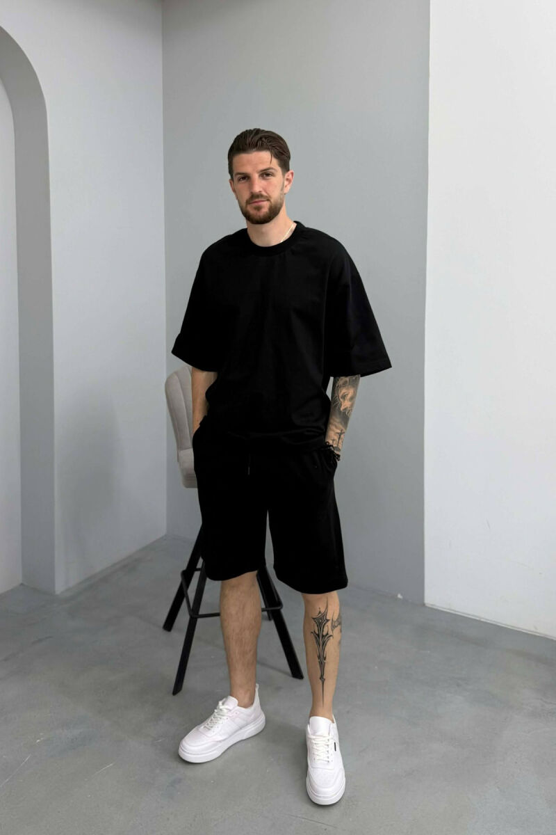 ONE COLOR T-SHIRT + SHORTS MEN SET BLACK/ E ZEZE - 1