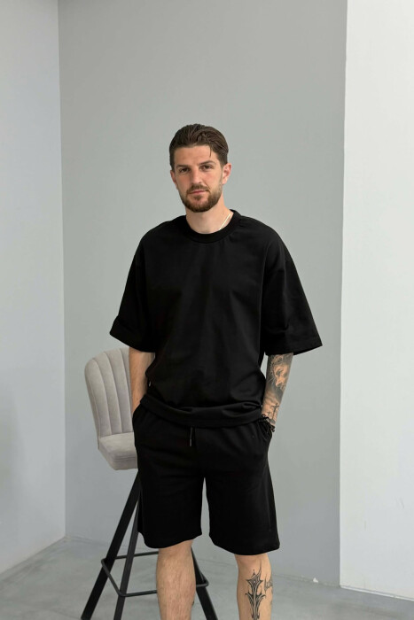 ONE COLOR T-SHIRT + SHORTS MEN SET BLACK/ E ZEZE - 3