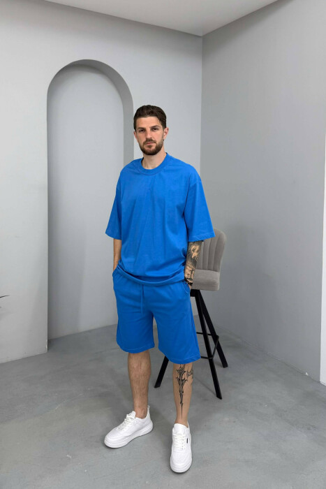 ONE COLOR T-SHIRT + SHORTS MEN SET BLUE/BLU 