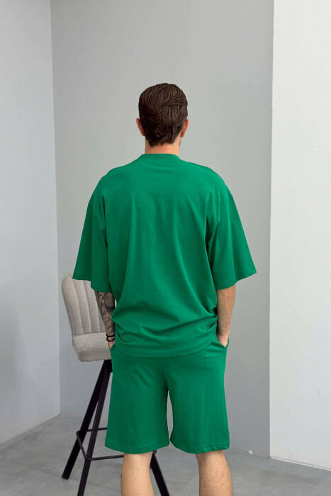 ONE COLOR T-SHIRT + SHORTS MEN SET GREEN/JESHILE - 4