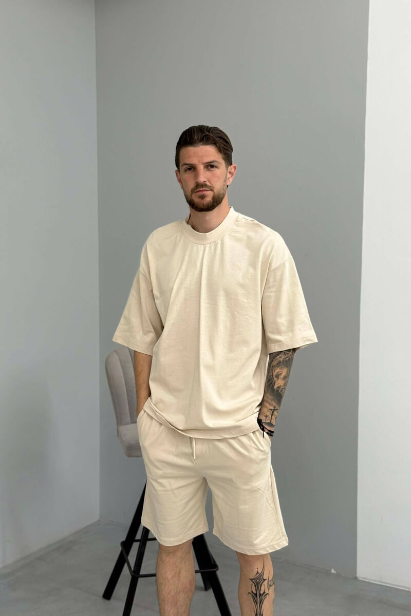 ONE COLOR T-SHIRT + SHORTS MEN SET LIGHT BEIGE/BZHZB - 3