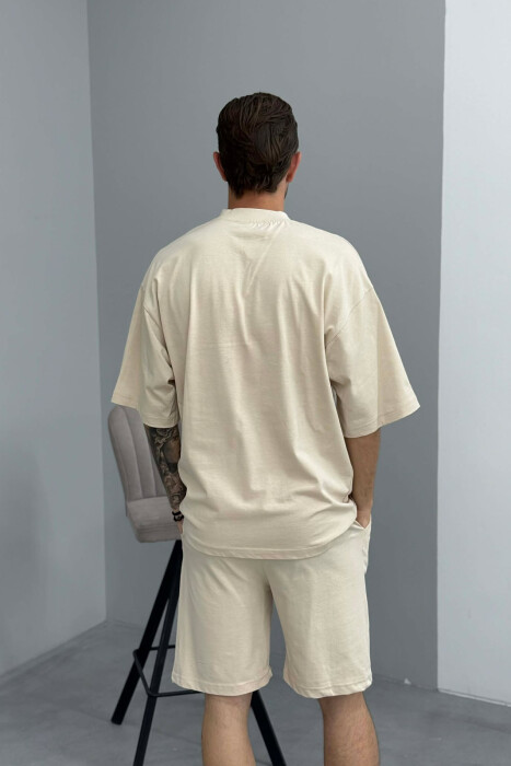 ONE COLOR T-SHIRT + SHORTS MEN SET LIGHT BEIGE/BZHZB - 4