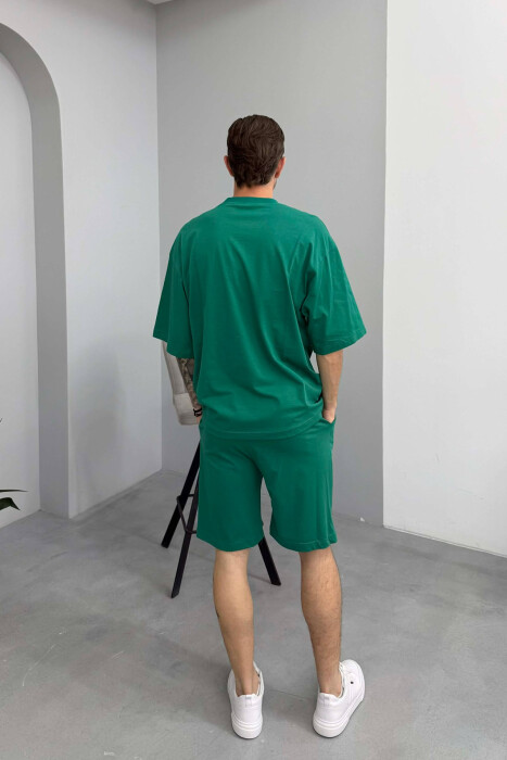 ONE COLOR T-SHIRT + SHORTS MEN SET LIGHT GREEN/JEZB - 4