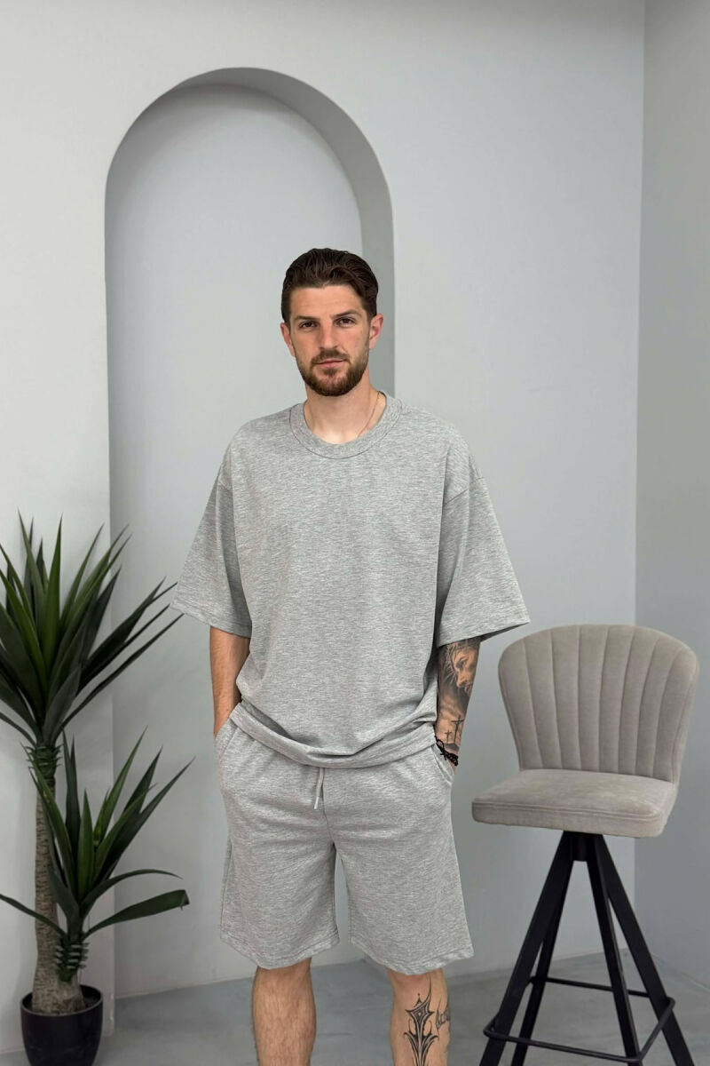 ONE COLOR T-SHIRT + SHORTS MEN SET LIGHT GREY/GZ - 3