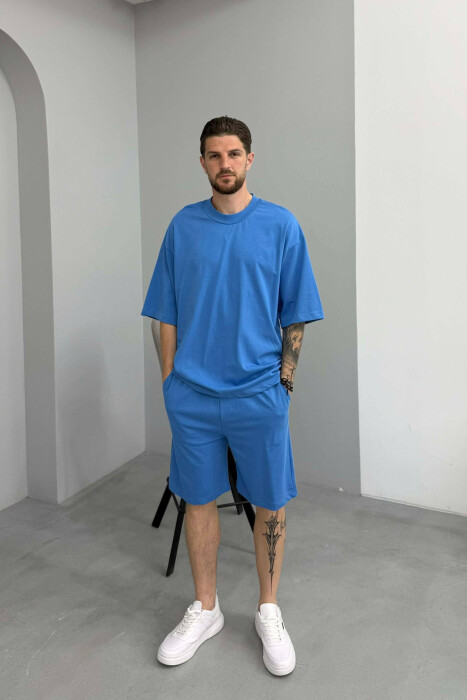 ONE COLOR T-SHIRT + SHORTS MEN SET LIGHTBLUE/BZ 