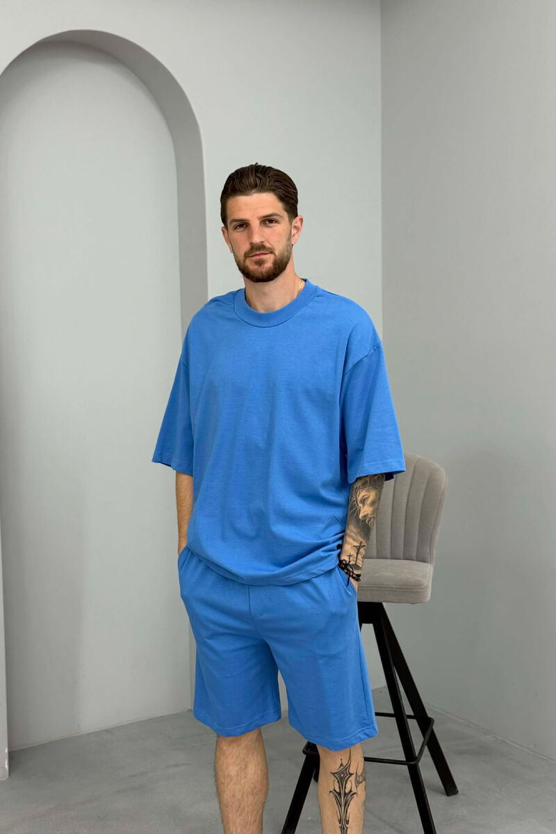 ONE COLOR T-SHIRT + SHORTS MEN SET LIGHTBLUE/BZ - 3