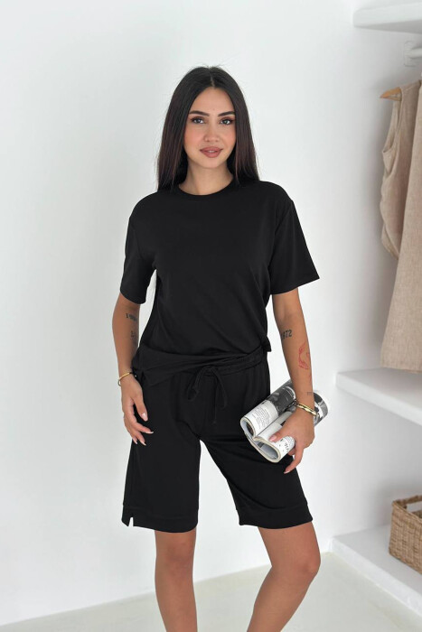 ONE COLOR T-SHIRT + SHORTS WOMAN SET BLACK/ E ZEZE - 2