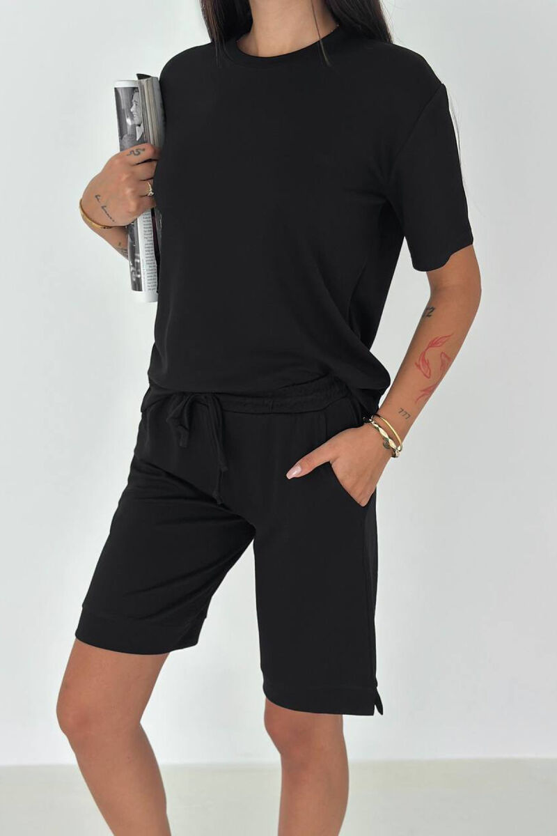 ONE COLOR T-SHIRT + SHORTS WOMAN SET BLACK/ E ZEZE - 4