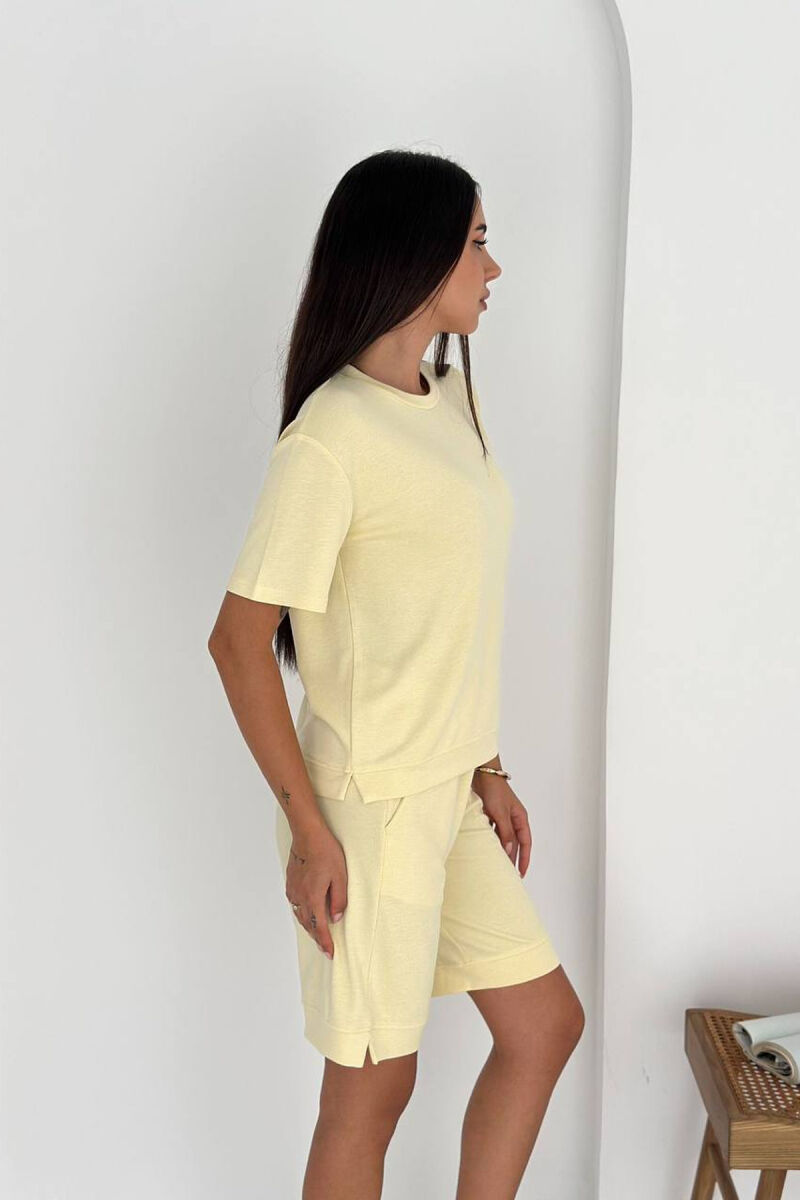 ONE COLOR T-SHIRT + SHORTS WOMAN SET LEMON/ LIMON - 3
