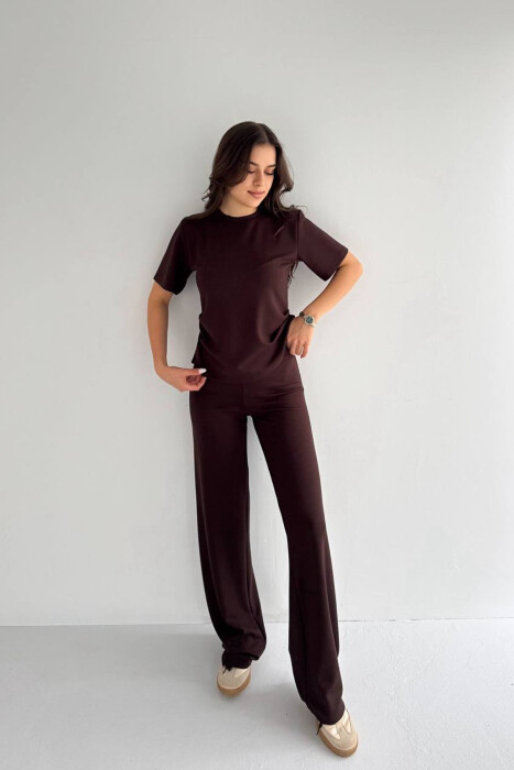 SET T-SHIRT+ TUTA PER FEMRA NE NGJYRE KAFE - KLAUDIO FASHION