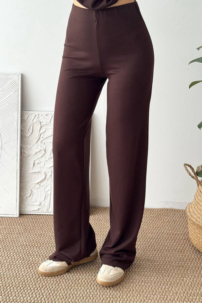 ONE COLOR T-SHIRT + SWEATPANTS WOMAN SET BROWN/KAFE - 2