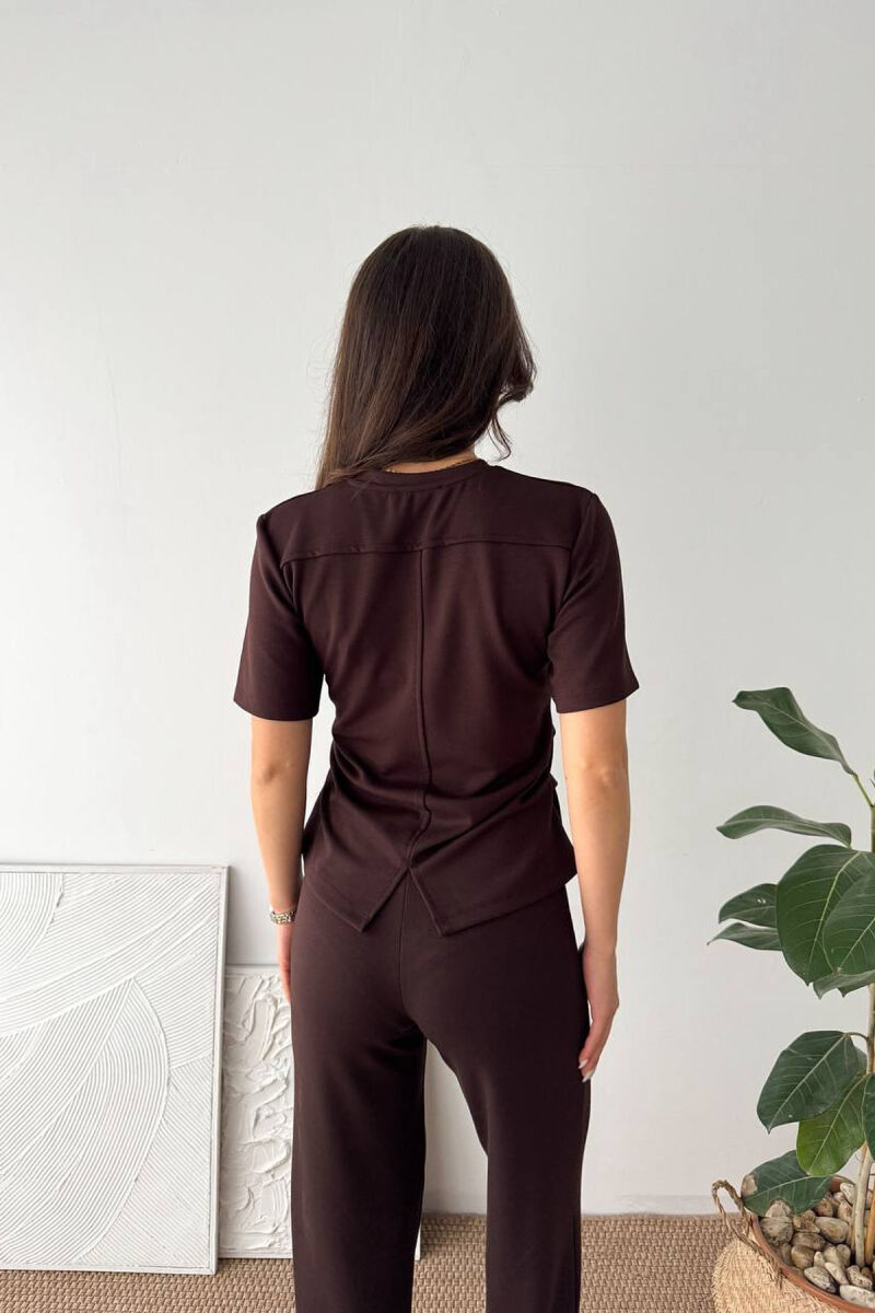 ONE COLOR T-SHIRT + SWEATPANTS WOMAN SET BROWN/KAFE - 4