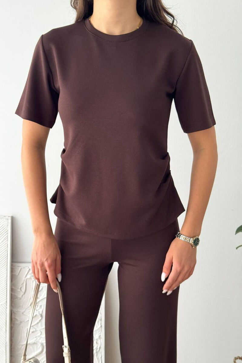 ONE COLOR T-SHIRT + SWEATPANTS WOMAN SET BROWN/KAFE - 5