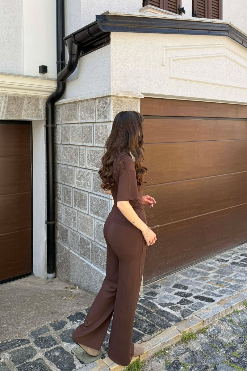 ONE COLOR T-SHIRT + SWEWTPANTS WOMAN SET BROWN/KAFE - 5