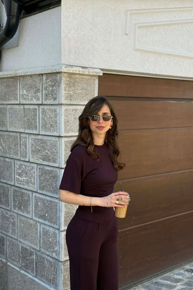 ONE COLOR T-SHIRT + SWEWTPANTS WOMAN SET DARK PURPLE/LEJLA ERRET - 3