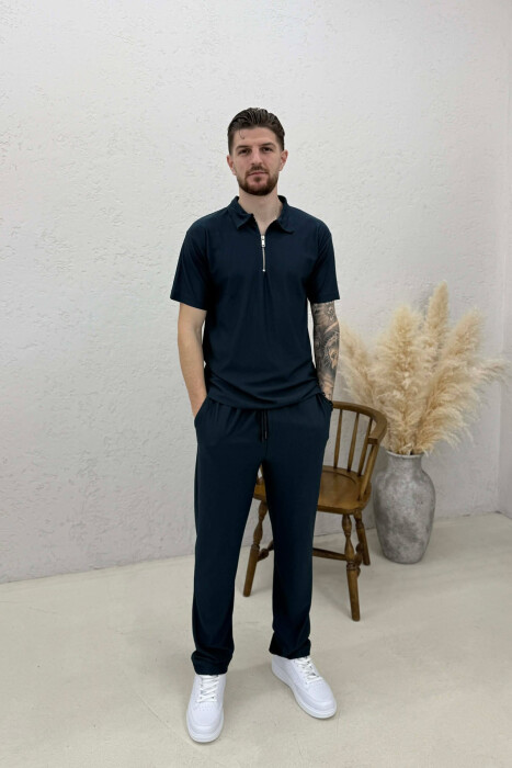 ONE COLOR T-SHIRT + TROUSERS MEN SWEATSUIT SET BLUE/BLU 