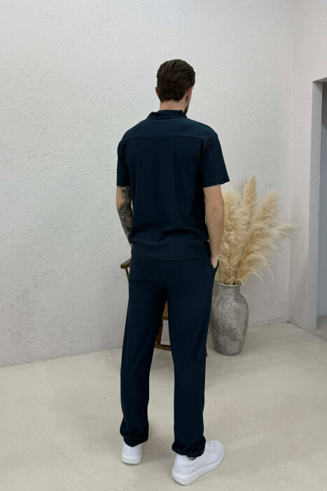 ONE COLOR T-SHIRT + TROUSERS MEN SWEATSUIT SET BLUE/BLU - 5