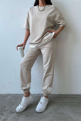 ONE COLOR T-SHIRT+JOGGERS WOMEN SET BEIGE/BEZHE 