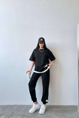 ONE COLOR T-SHIRT+JOGGERS WOMEN SET BLACK/ E ZEZE 