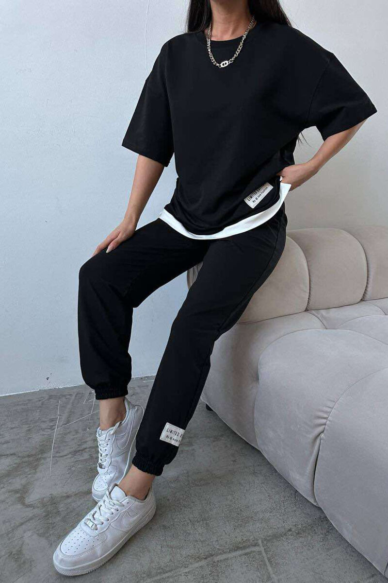 ONE COLOR T-SHIRT+JOGGERS WOMEN SET BLACK/ E ZEZE - 7