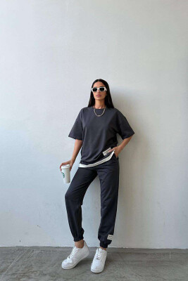 ONE COLOR T-SHIRT+JOGGERS WOMEN SET DARK GREY/GEE 